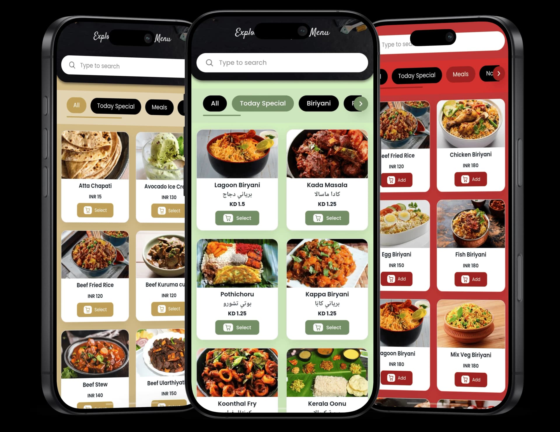 Menubex digital menu on mobile